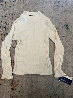 Vintage Ralph Lauren Kids Toddler Cream Ribbed Mock Neck Sweater Top